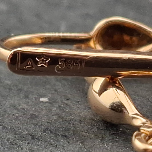 Bicolor Rotgold Weißgold Ohrhänger, 585er Gold Ohrringe