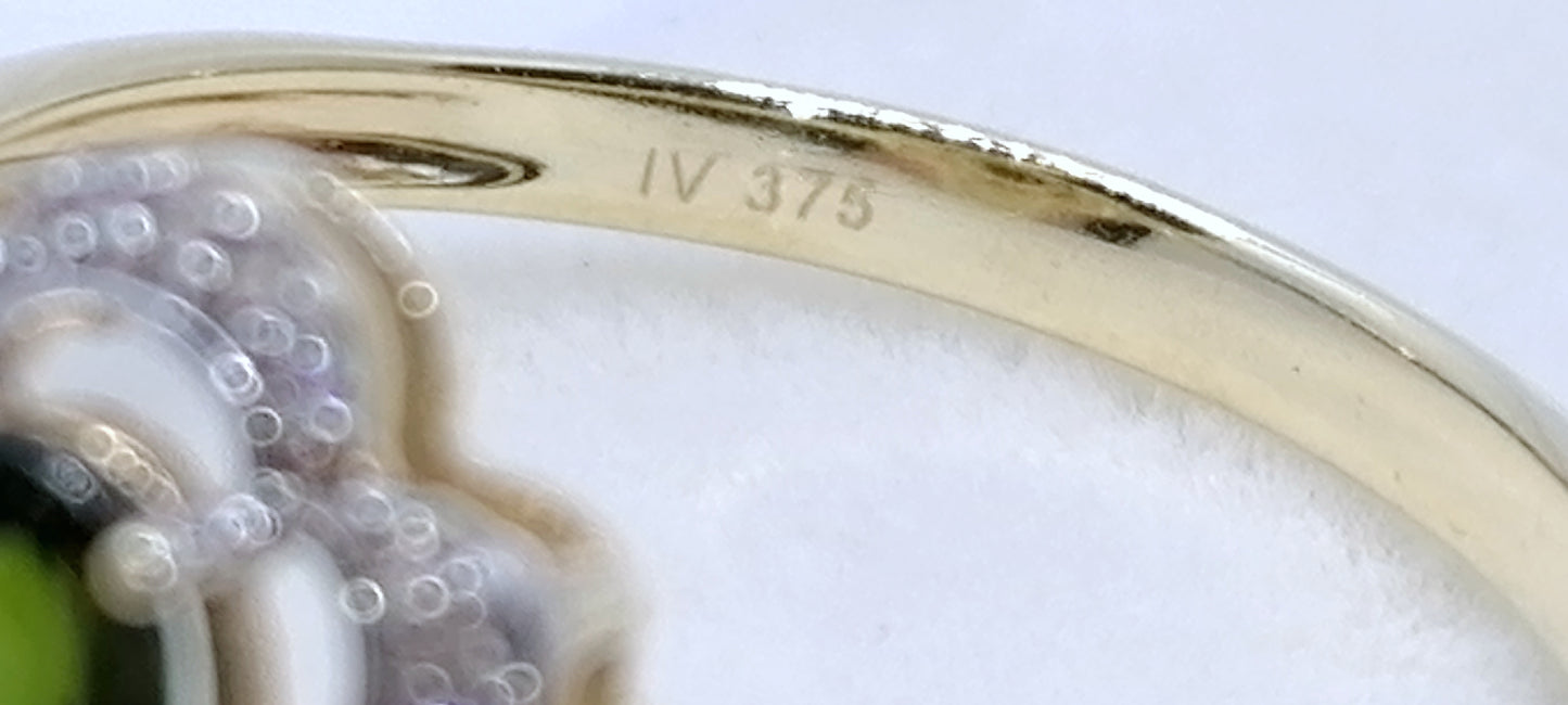 Ring Gold 375er mit Diopsid und Zirkonen Harry Ivens
