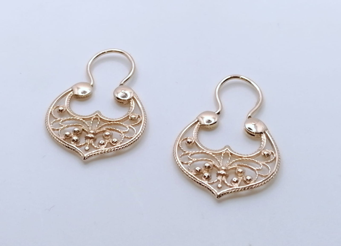 Filigrane UdSSR Sowjet Rotgold Ohrhänger, 583er Gold Ohrringe