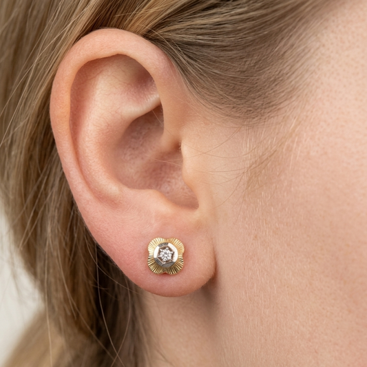 Gelbgold Ohrstecker mit Diamanten, 585er Gold Ohrringe