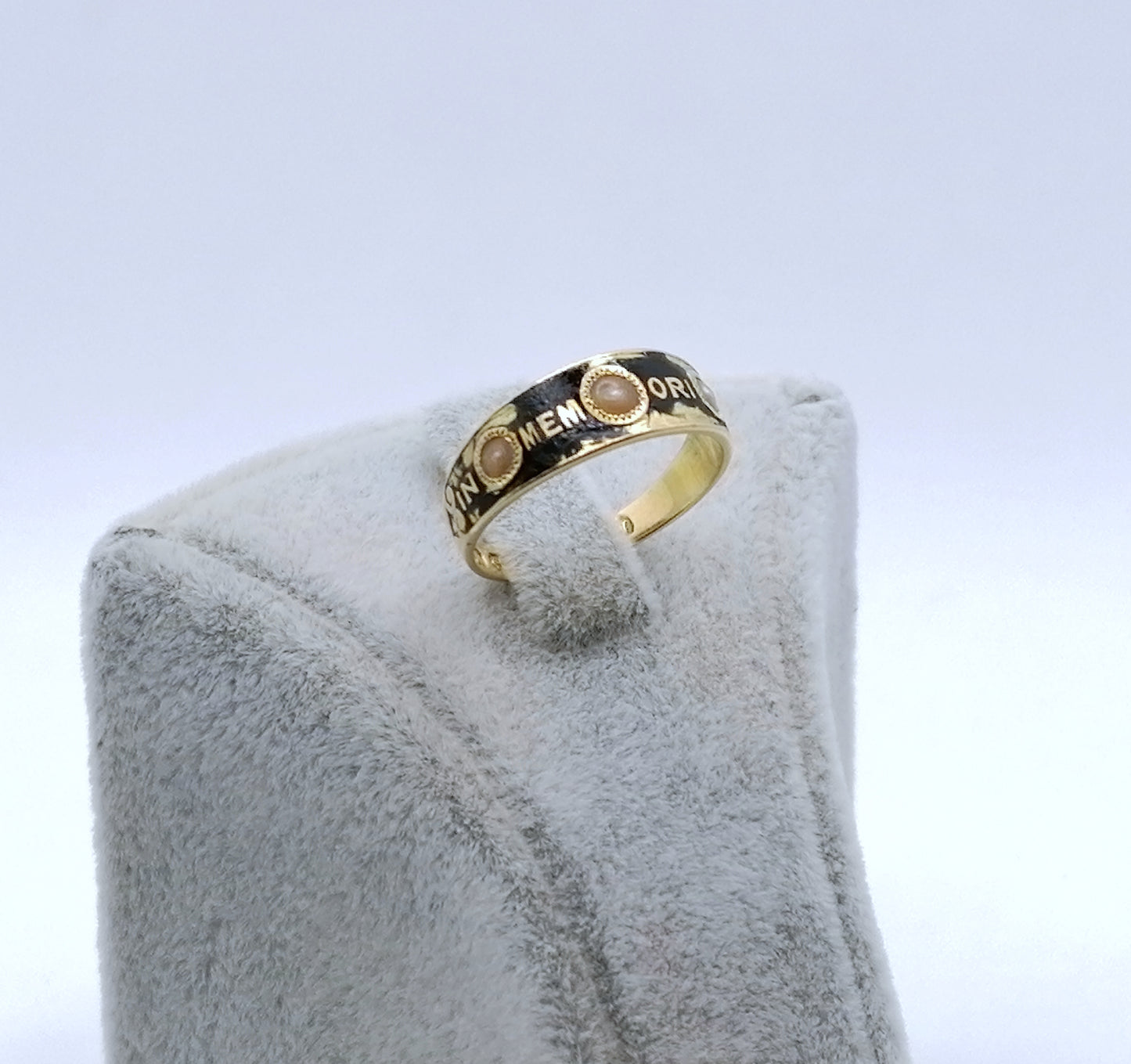 Viktorianischer Gedenkring um 1875 Antiker Goldring 750er mit Barockperlen Gr. 51