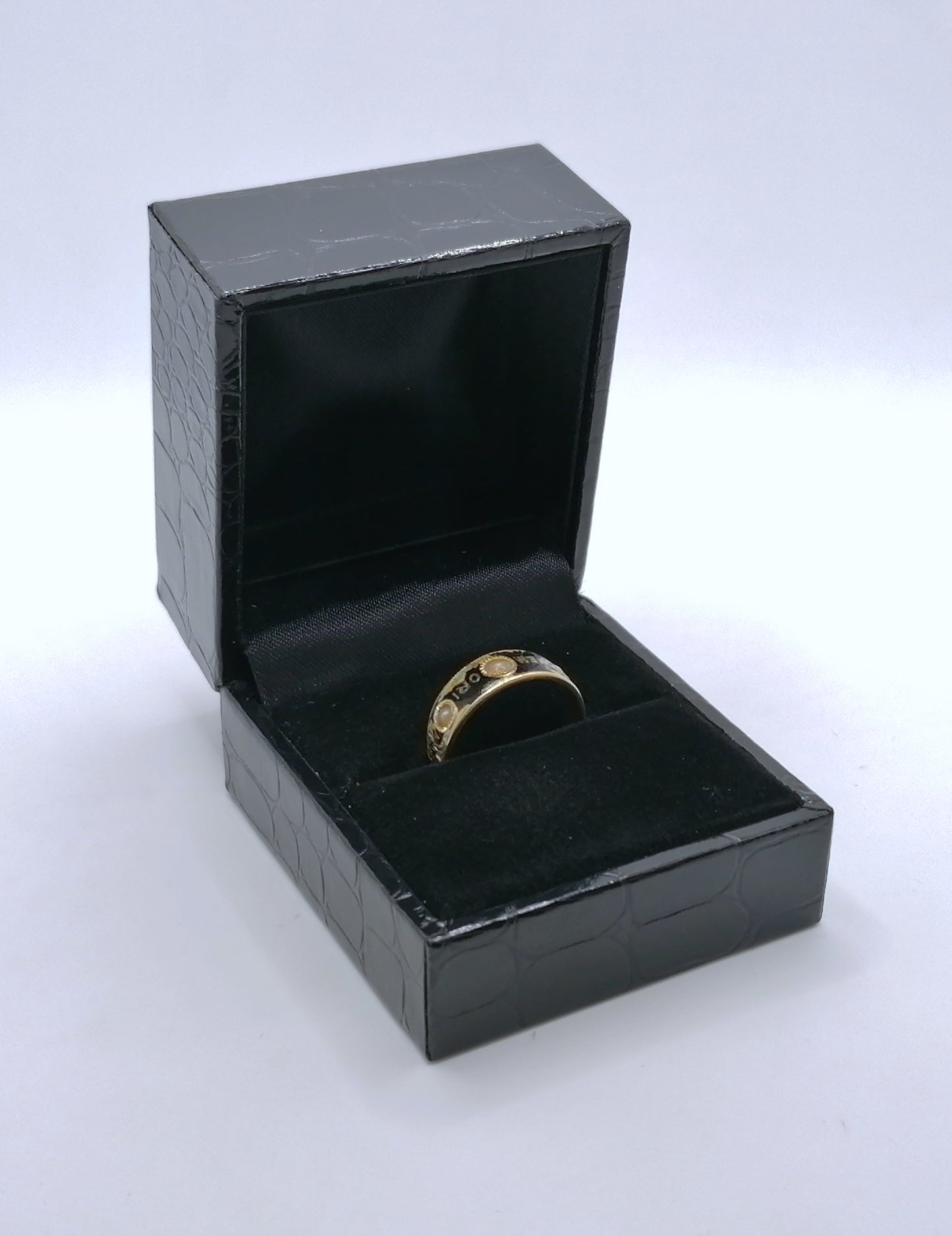 Viktorianischer Gedenkring um 1875 Antiker Goldring 750er mit Barockperlen Gr. 51