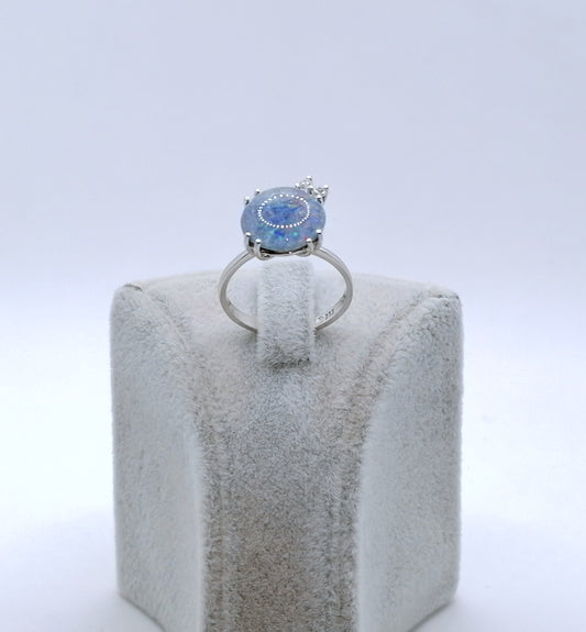 Ring Weißgold 585er mit Opal Triplette und Brillanten Gr. 55