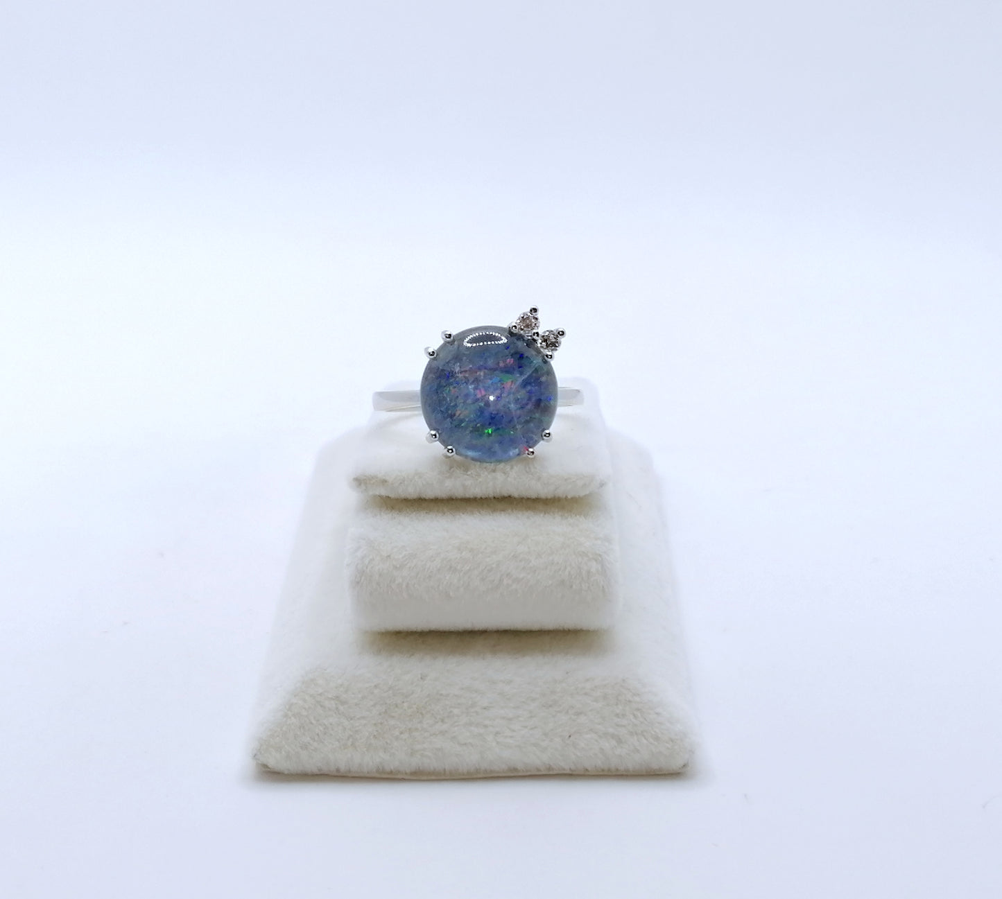 Ring Weißgold 585er mit Opal Triplette und Brillanten Gr. 55