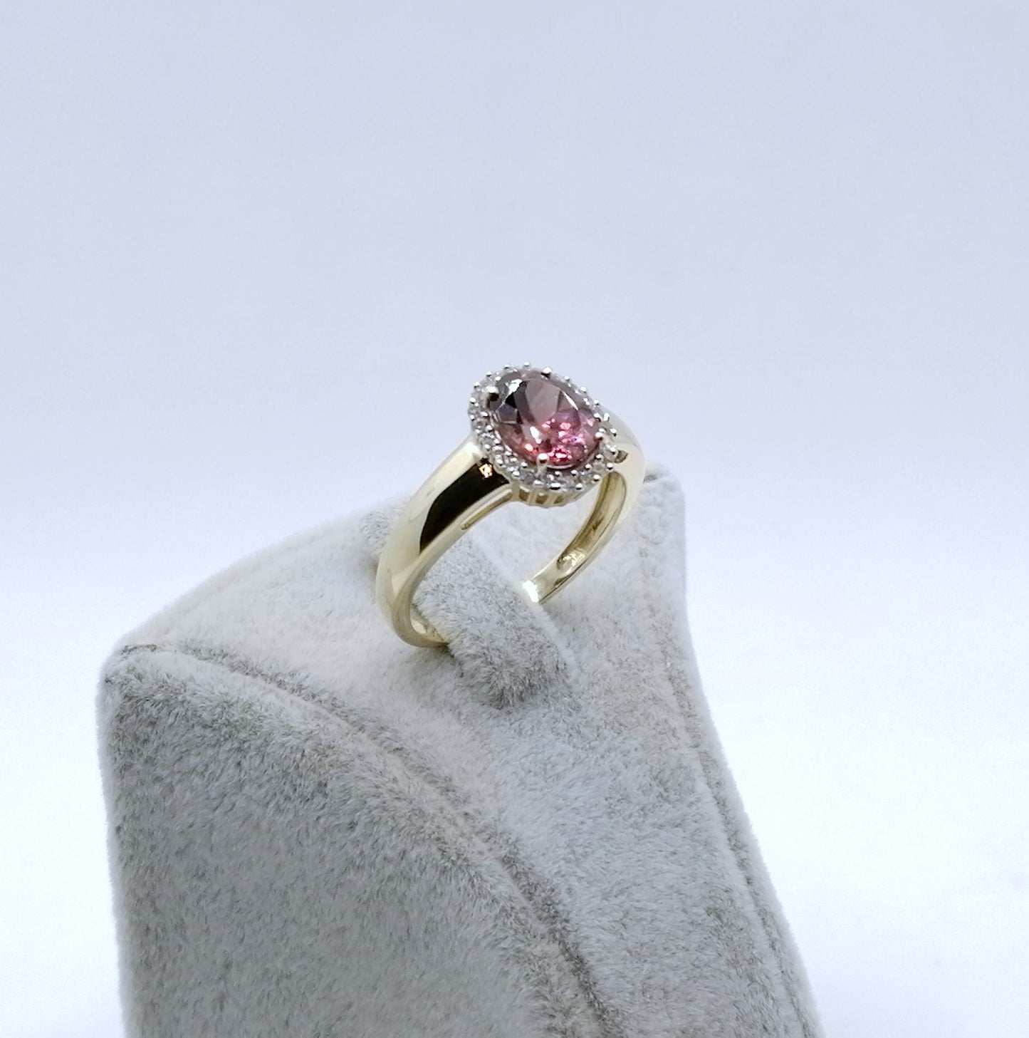 Ring Gold 585er mit Tourmalin Edelstein und Zirkonen Gr. 60