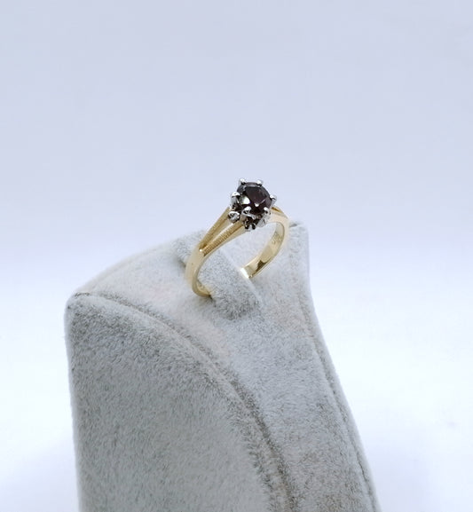 Ring Gold 750er mit Granatstein Solitärring Gr. 60