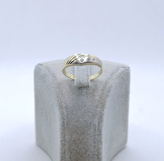 Ring Gold 585er Bicolor mit Diamantsplitter Gr. 60