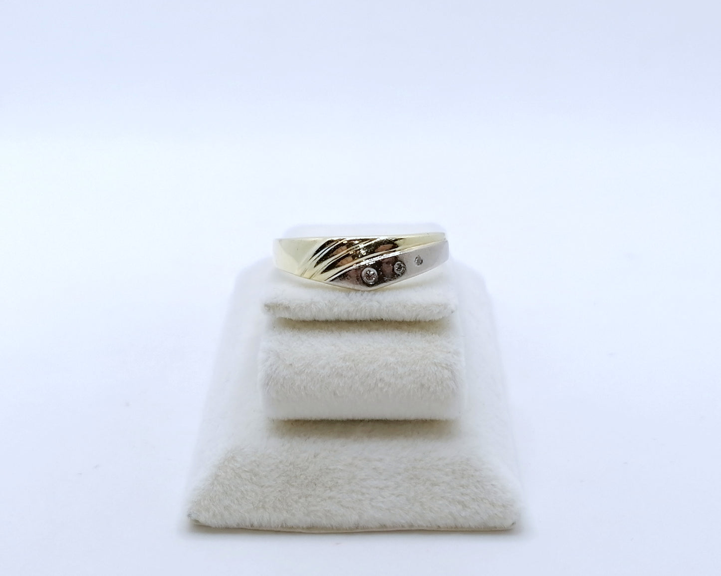 Ring Gold 585er Bicolor mit Diamantsplitter Gr. 60