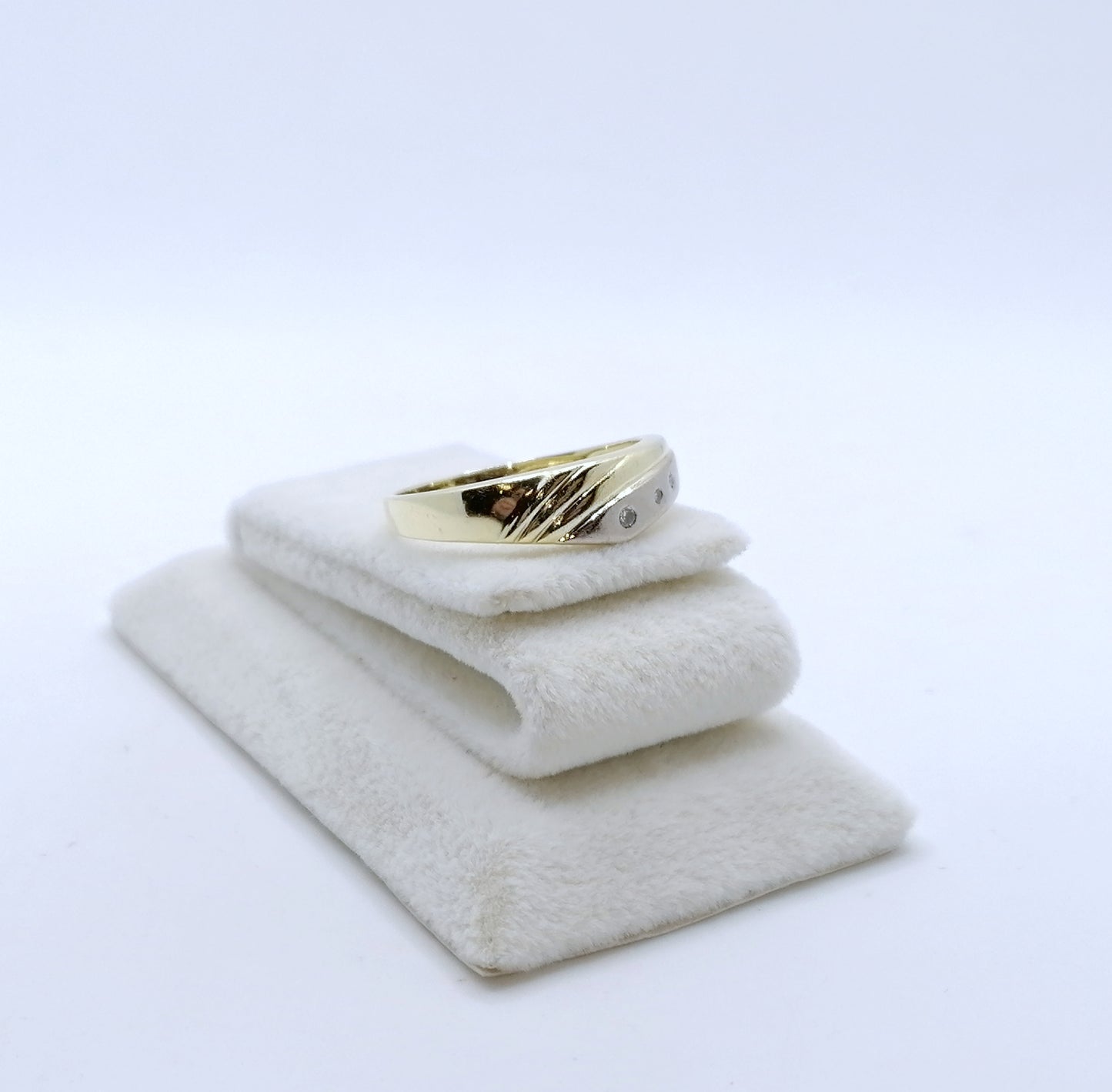 Ring Gold 585er Bicolor mit Diamantsplitter Gr. 60