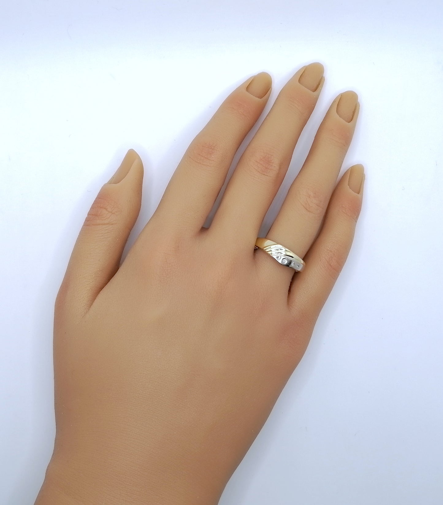Ring Gold 585er Bicolor mit Diamantsplitter Gr. 60