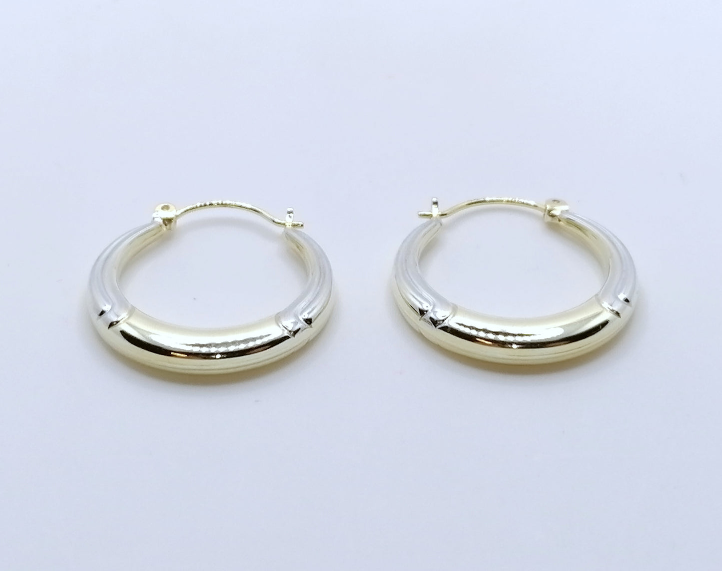 Bicolor Gelbgold Weißgold Creolen 585er Gold