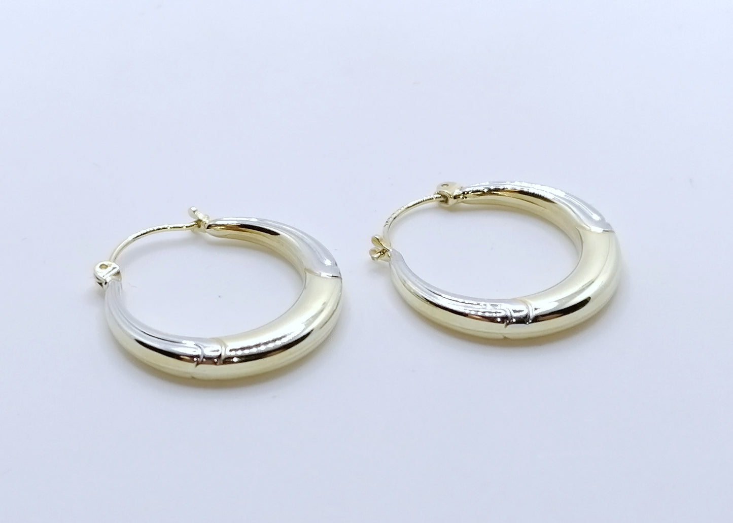 Bicolor Gelbgold Weißgold Creolen 585er Gold
