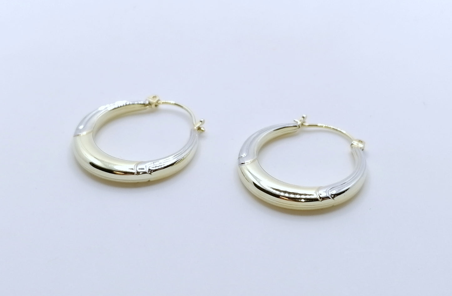 Bicolor Gelbgold Weißgold Creolen 585er Gold