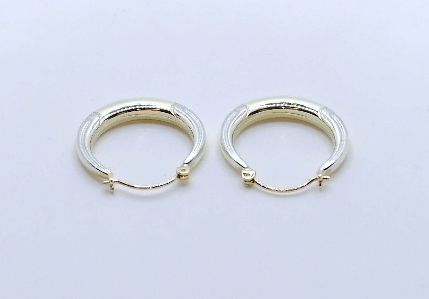 Bicolor Gelbgold Weißgold Creolen 585er Gold
