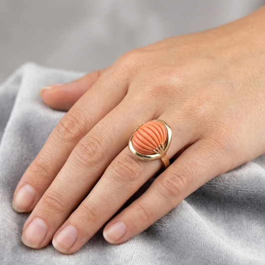 Ring Gold 750er mit Koralle Gr. 52