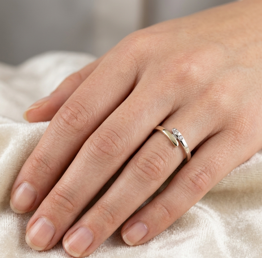 Ring Gold 585er mit Diamanten, Bicolor Goldring Damenring