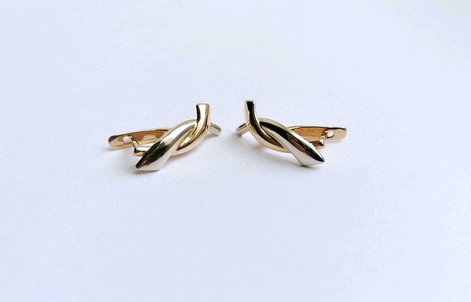 Ohrringe Gold 585er Bicolor Weißgold Gelbgold