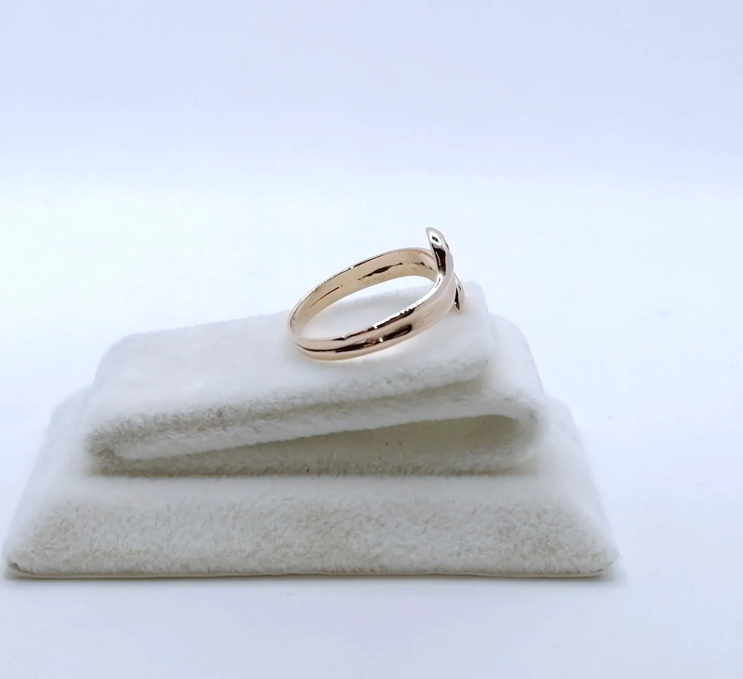 Ring Rotgold 585er Schlangenring mit Brillant und Saphir Gr. 53