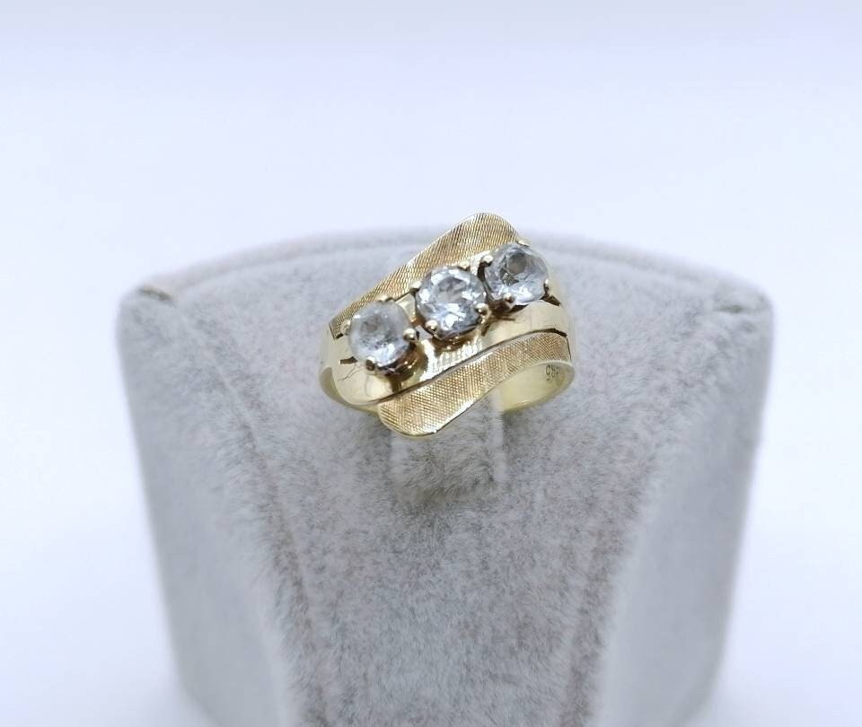 Ring Gold 585er mit Aquamarin Vintage Damenring Gr. 53