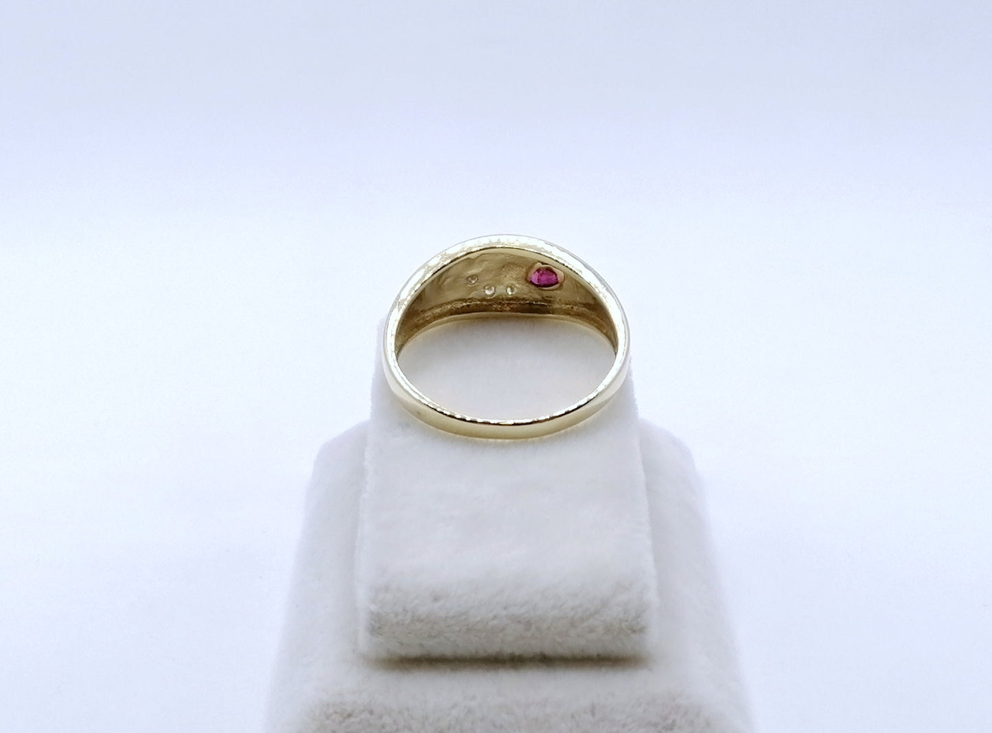 Ring Gold 585er Rubin und Diamantsplitter Gr. 60