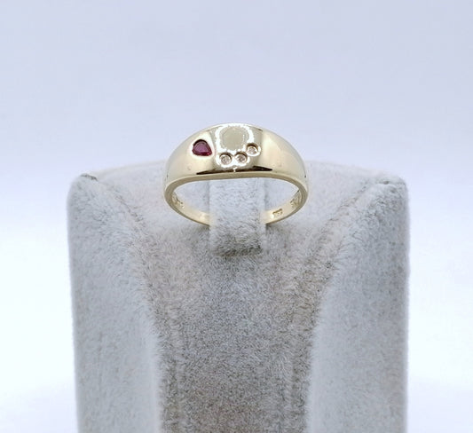 Ring Gold 585er Rubin und Diamantsplitter Gr. 60