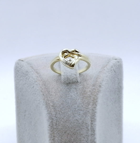 Ring Gold 333er mit Diamantsplitter Herzförmig Gr. 50