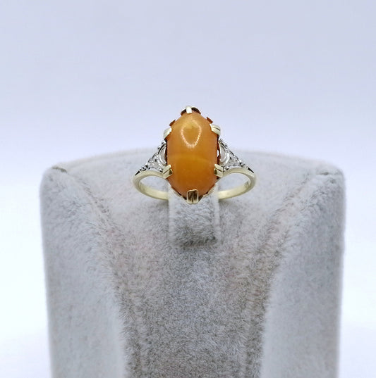 Ring Gold 585er mit Bernstein Größe 58