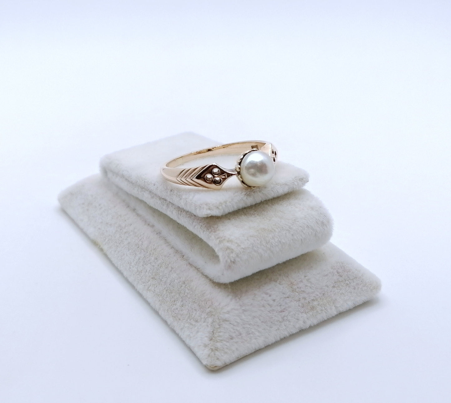 Ring Gold 585er mit Perle Rotgold Damenring Gr. 58