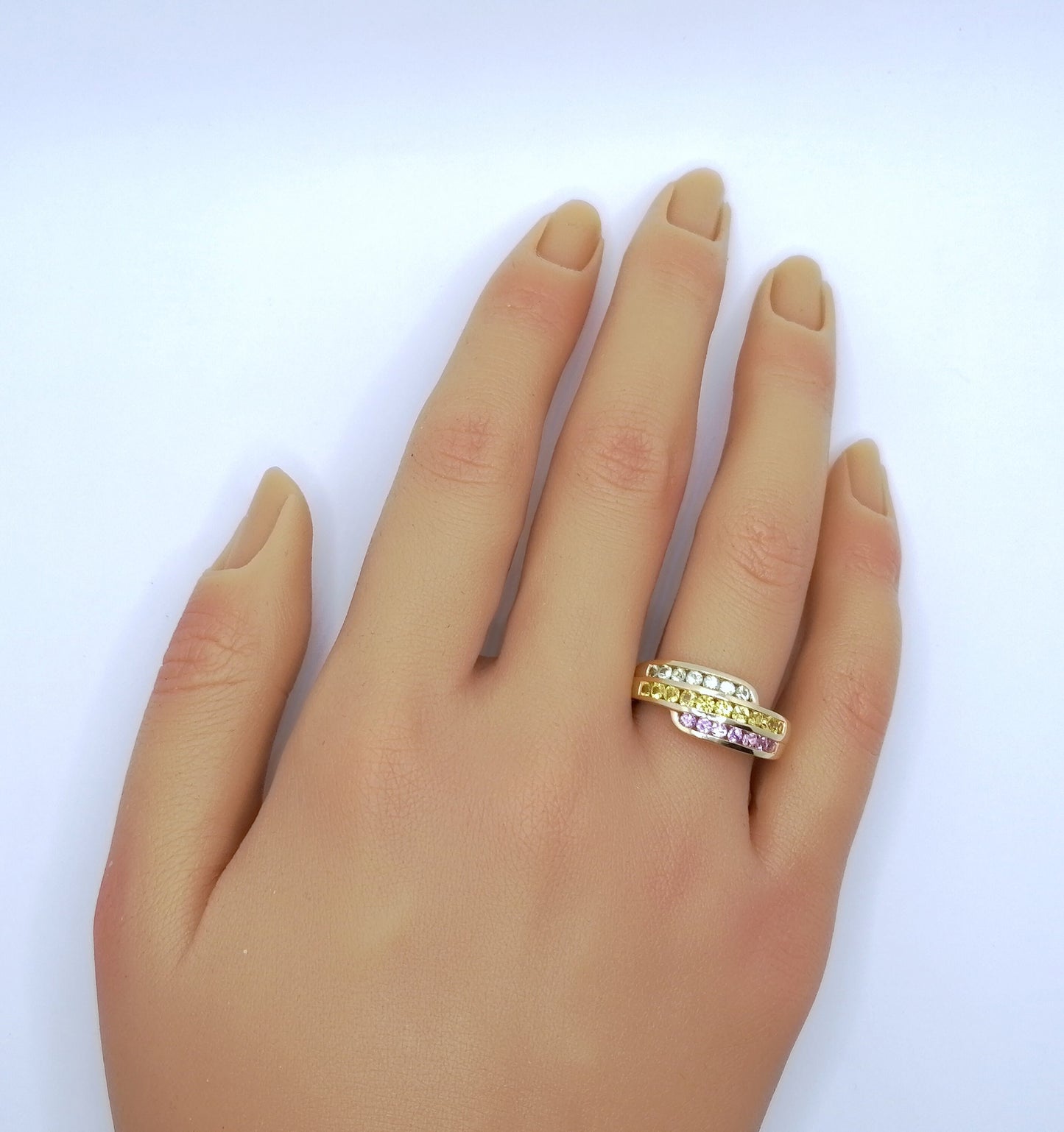 Ring Gold 585er mit farbigen Saphir Edelsteinen Gr. 60