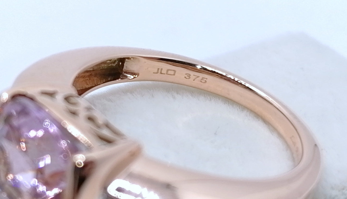 Ring Gold 375er mit Kunzit und Zirkonen Gr. 60