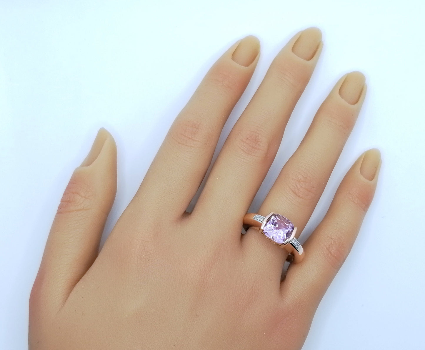Ring Gold 375er mit Kunzit und Zirkonen Gr. 60