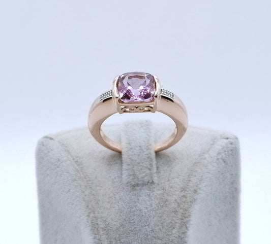 Ring Gold 375er mit Kunzit und Zirkonen Gr. 60