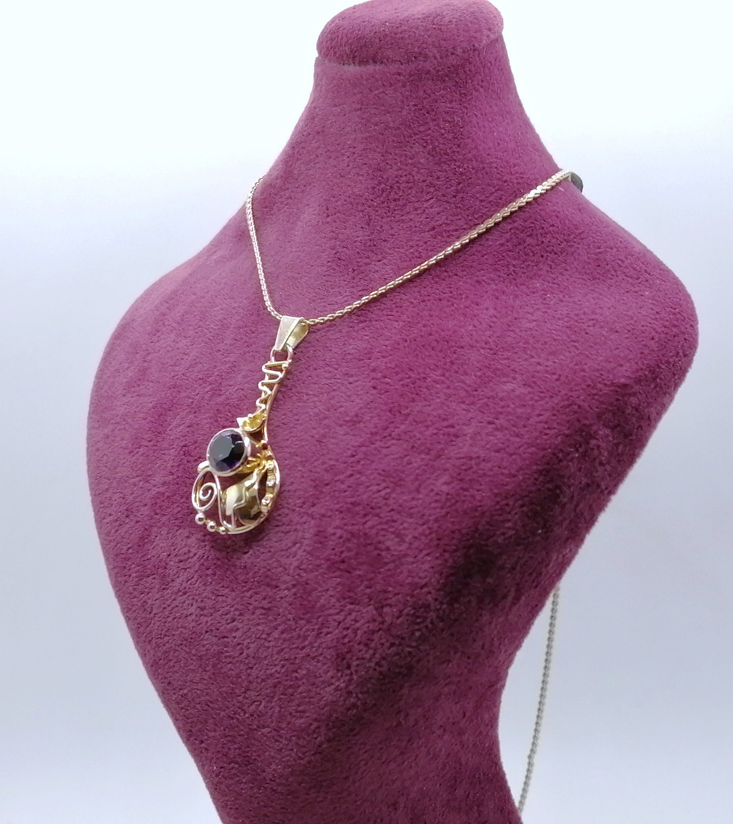 Halskette Gold 333er mit Amethyst Anhänger
