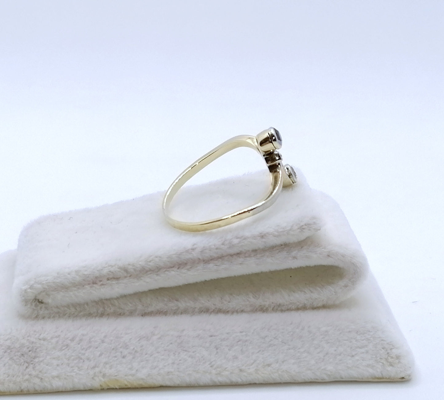Ring Gold 585er Artdeco mit Brillant und Saphir Gr. 50