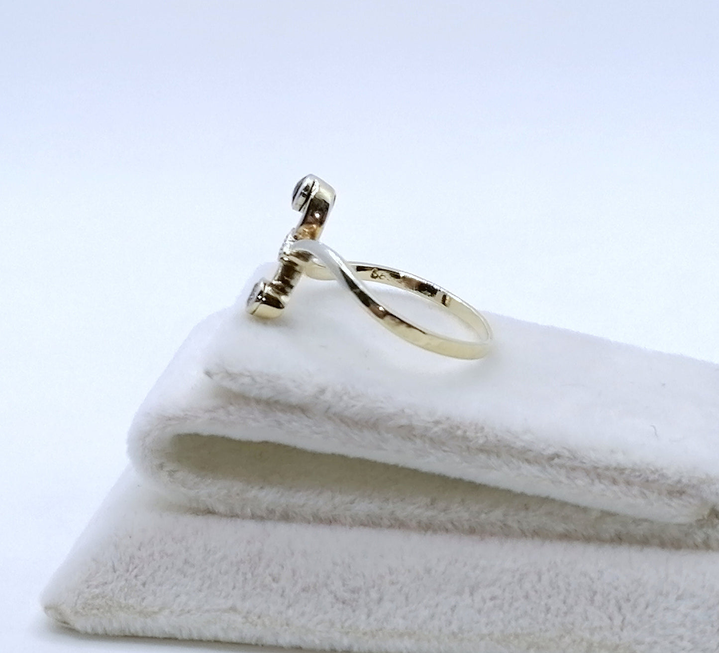 Ring Gold 585er Artdeco mit Brillant und Saphir Gr. 50