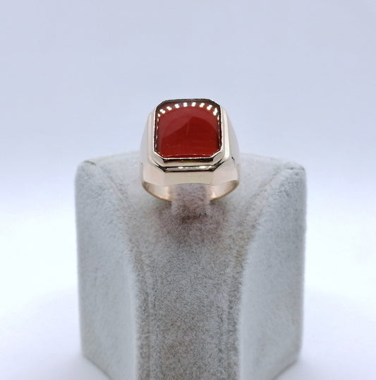Ring Rotgold mit Karneol Platte Gr. 63