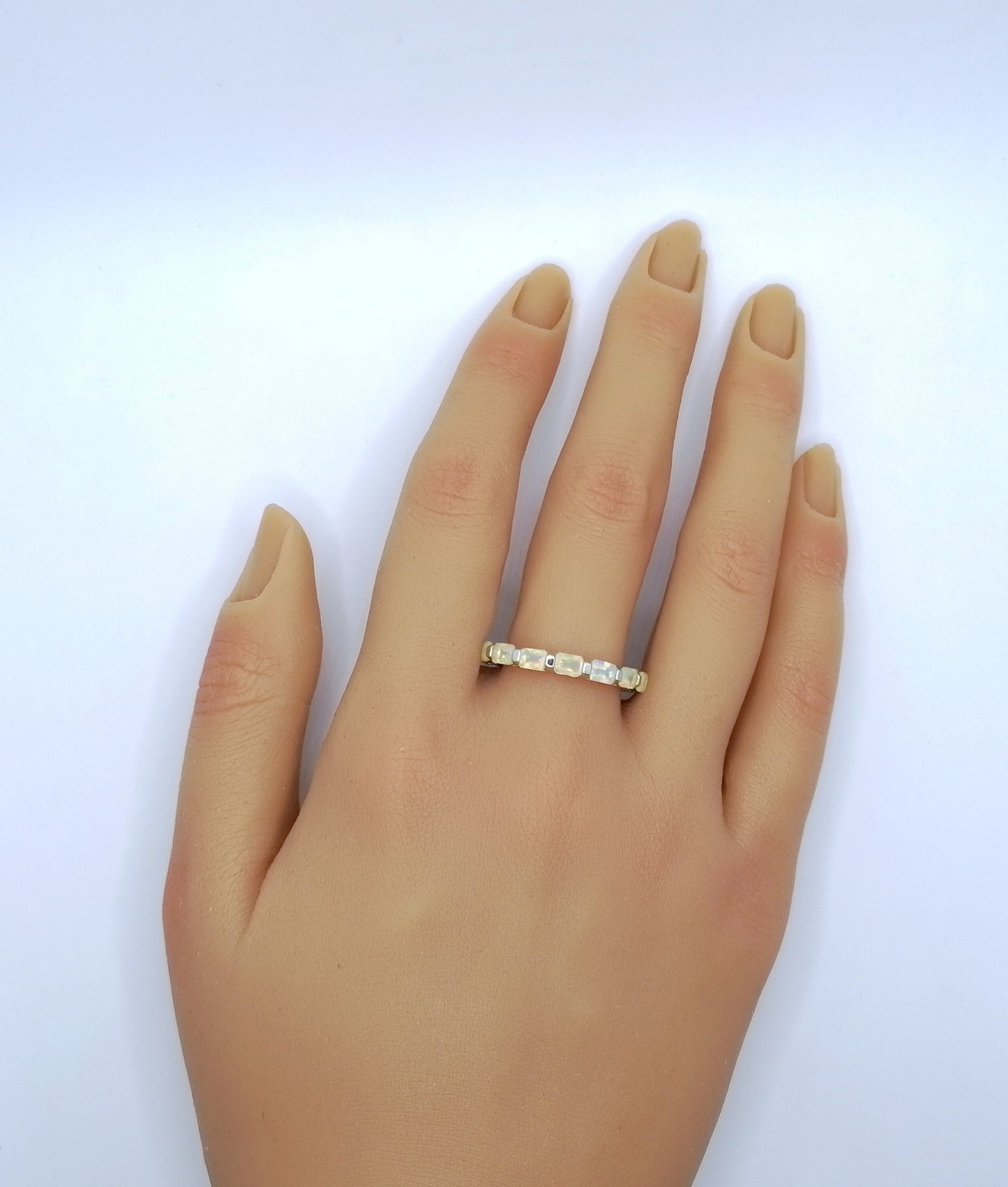 Ring Silber 925er mit Äthiopischen Welo Opalen Gr. 60