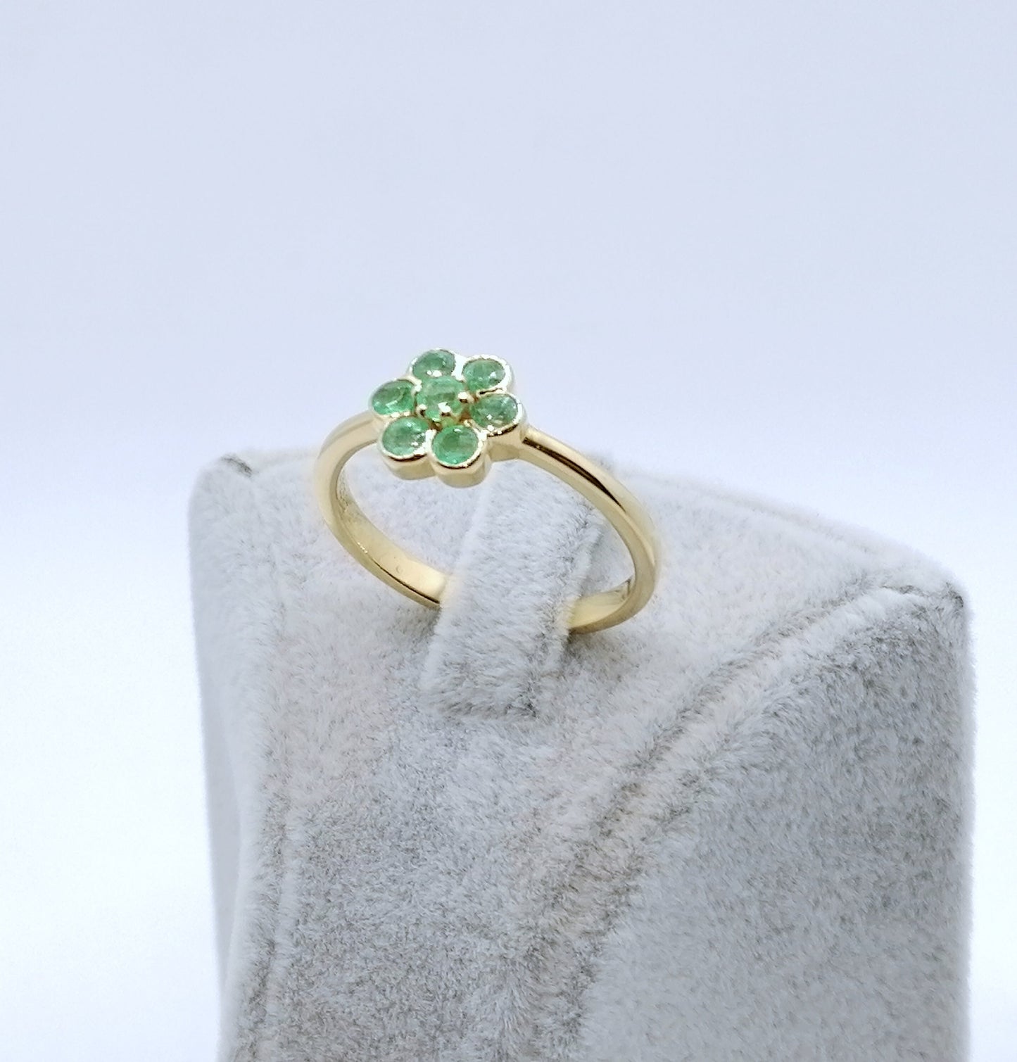 Ring Silber 925er Vergoldet mit Smaragd Edelsteinen Gr. 60