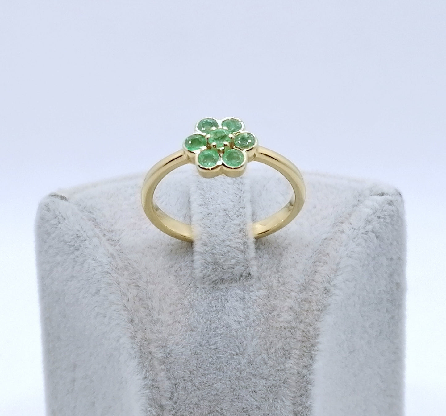 Ring Silber 925er Vergoldet mit Smaragd Edelsteinen Gr. 60