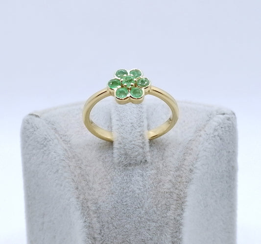 Ring Silber 925er Vergoldet mit Smaragd Edelsteinen Gr. 60