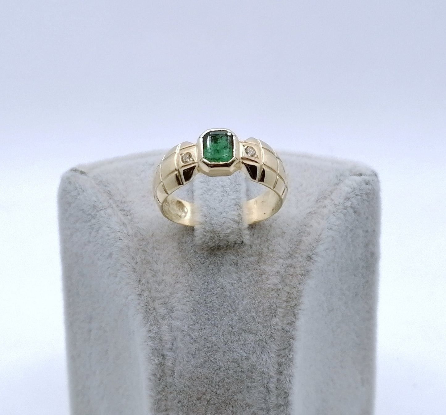 Ring Gold 583er UdSSR Sowjet mit Smaragd und Brillanten Gr. 57
