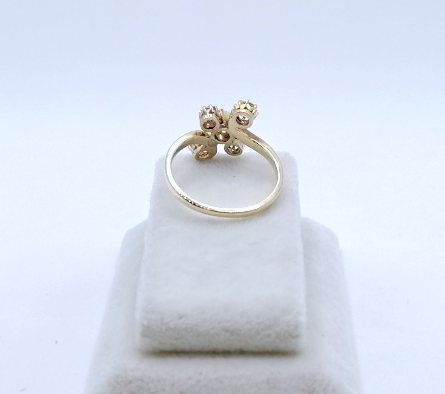 Ring Antik Gold 585er mit Barockperle und Brillanten Altschliff Gr. 51