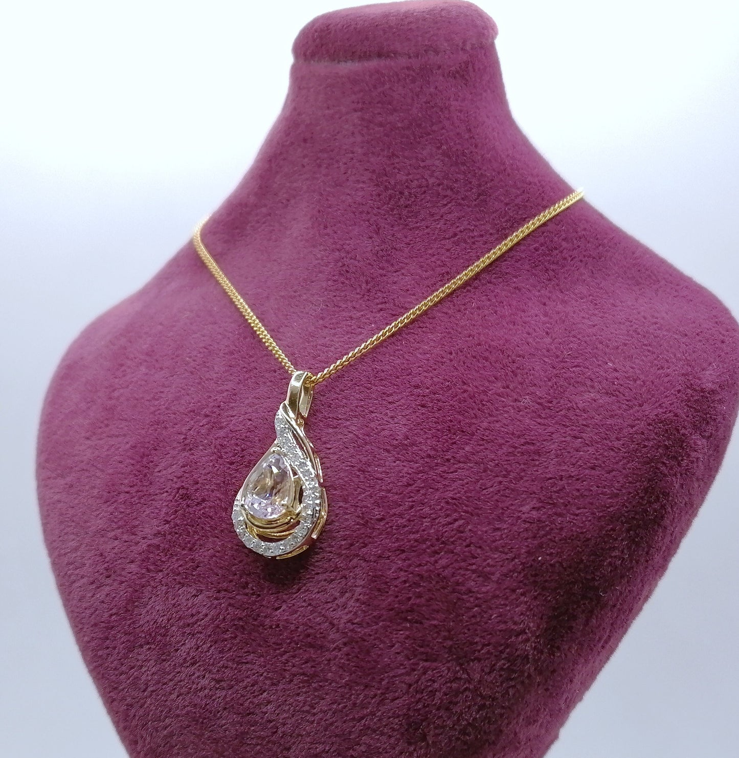 Anhänger Gold 375er mit Kunzit und Diamanten