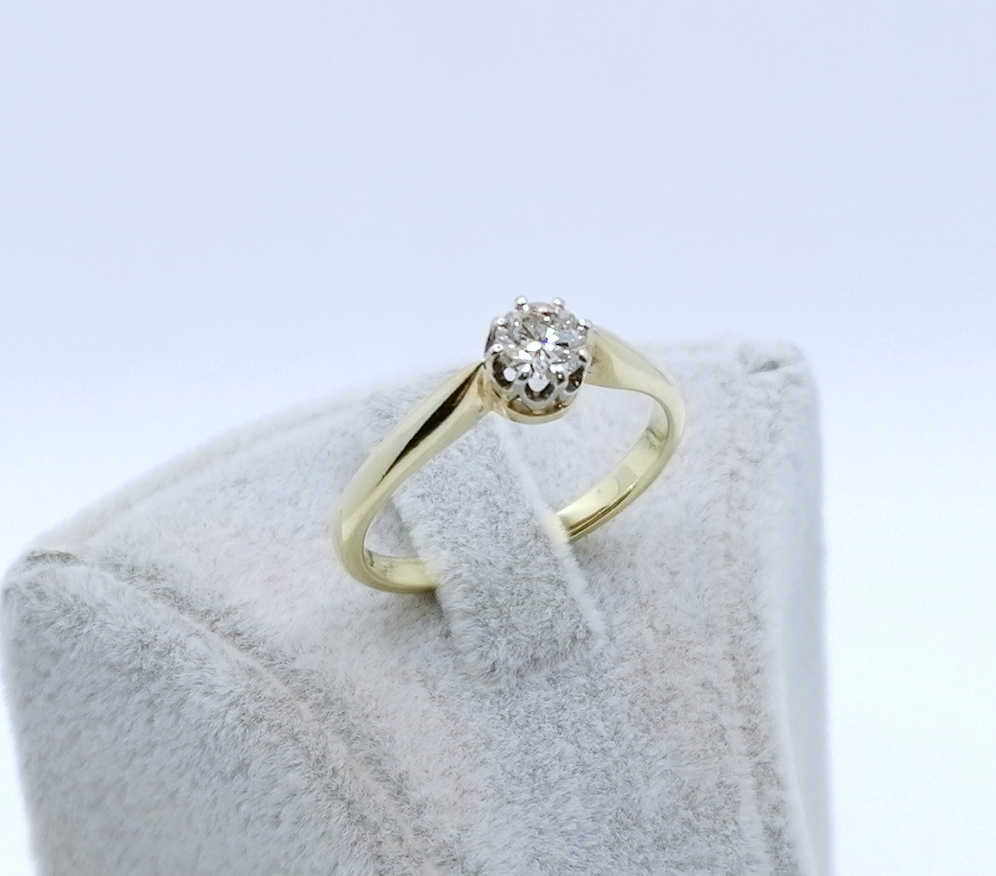 Ring Gold 585er mit 0,38ct Brillant Solitär Goldring Gr. 59