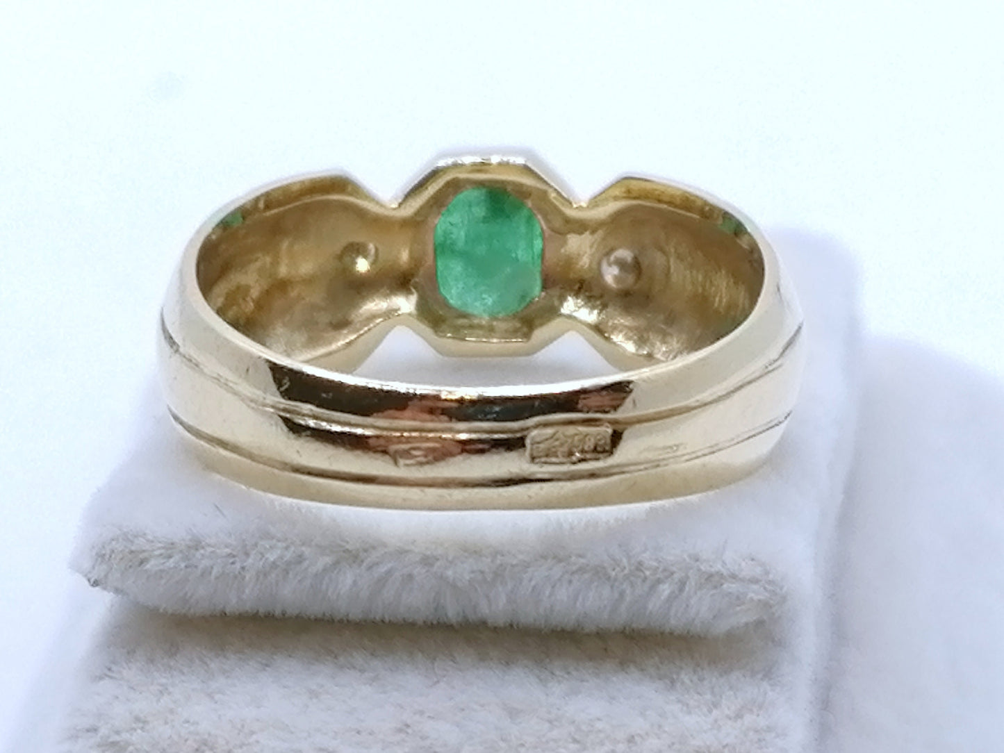 Ring Gold 583er UdSSR Sowjet mit Smaragd und Brillanten Gr. 57