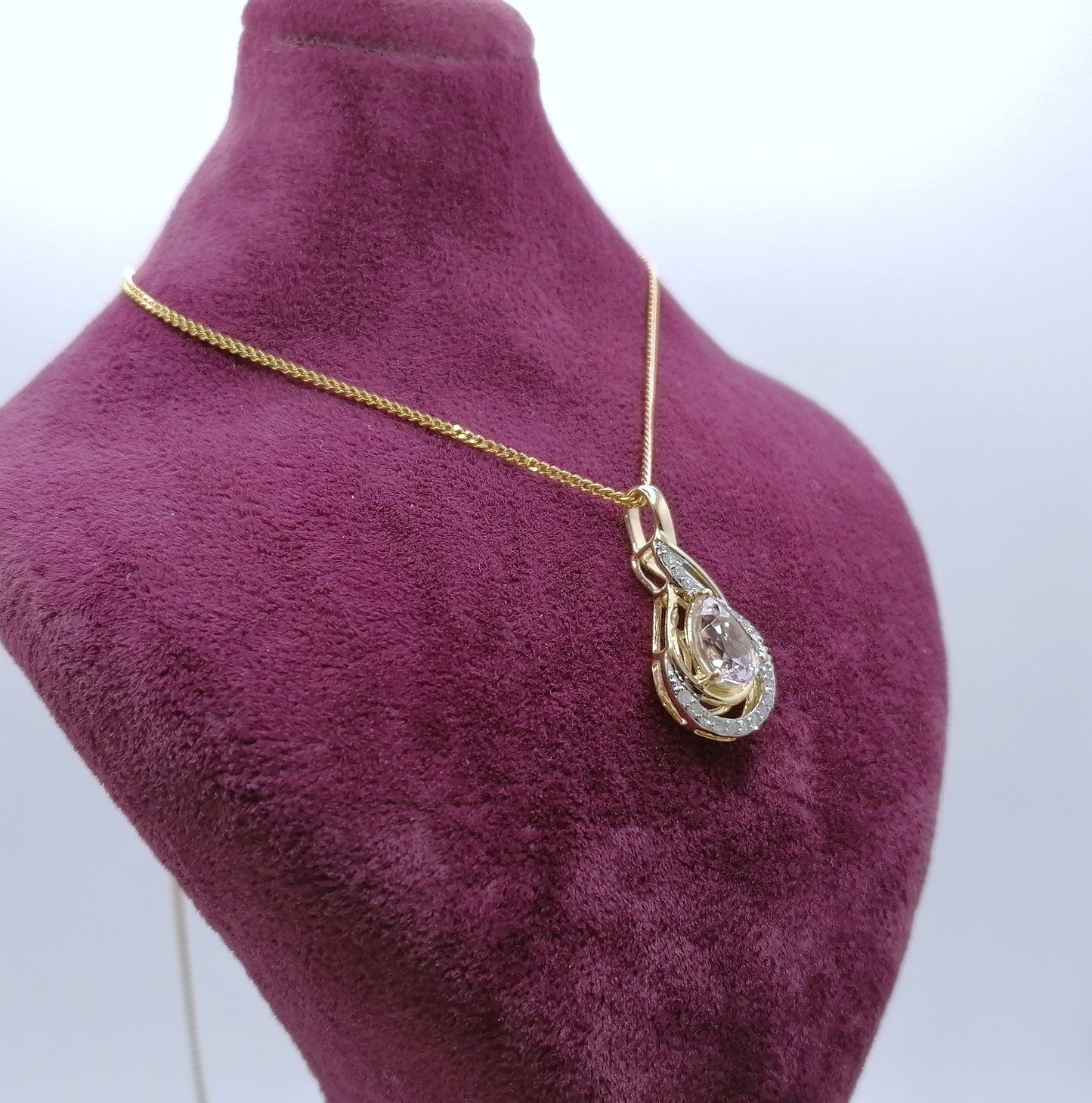 Anhänger Gold 375er mit Kunzit und Diamanten
