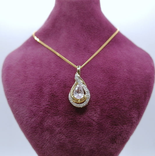 Anhänger Gold 375er mit Kunzit und Diamanten