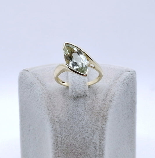 Ring Gold 375er mit Prasiolith Grüner Amethyst Gr. 57