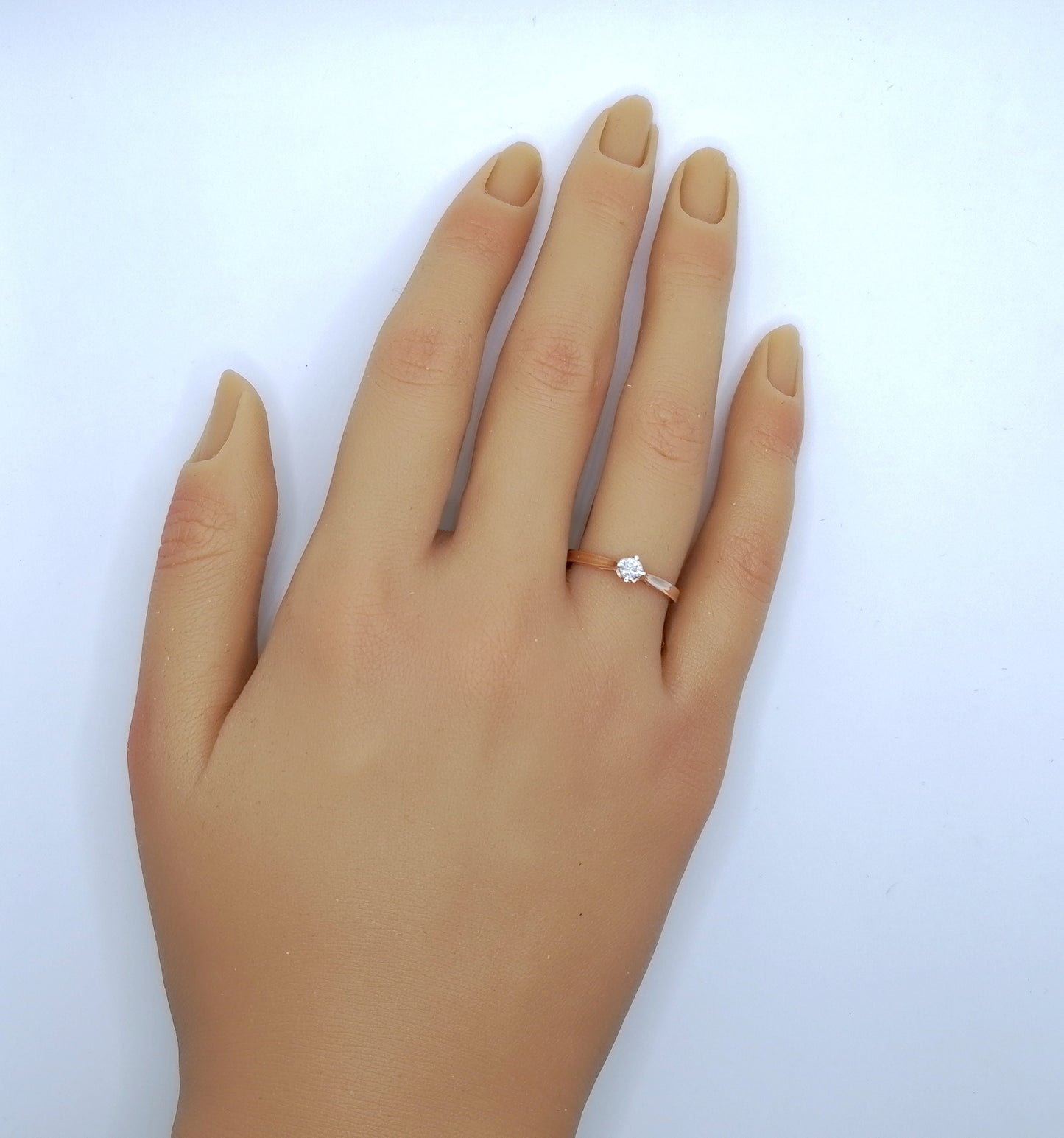 Ring Rotgold 585er mit 0,11ct Brillant Lupenrein Solitär Goldring Gr. 53