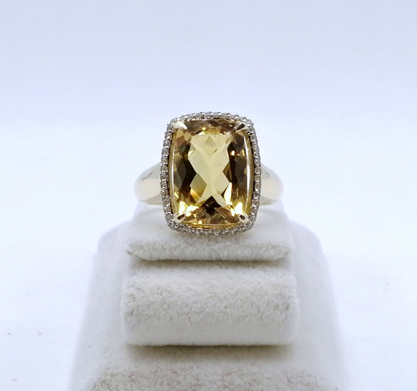 Ring Gold 585er mit Beryll und Zirkonen Gr. 57